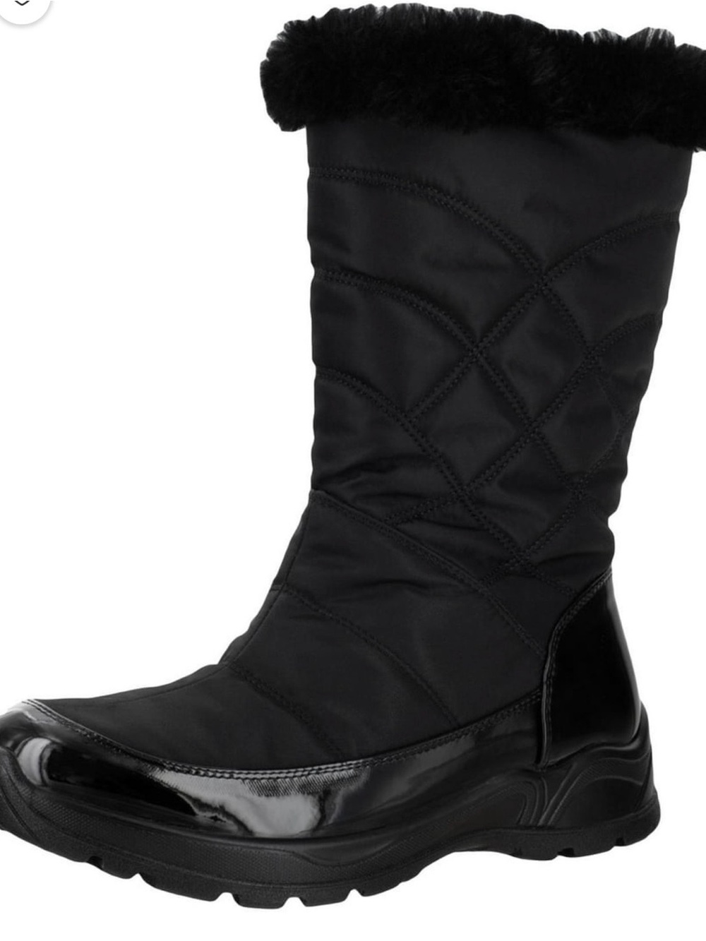 BRAND NEW Easy Dry by Easy Street Black Quilted Faux Fur Winter Boots Size 7
